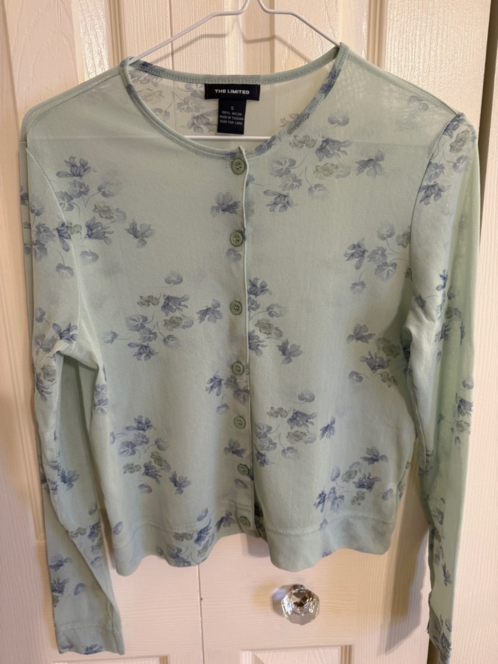 The Limited Mint Green Top with Blue Floral Print